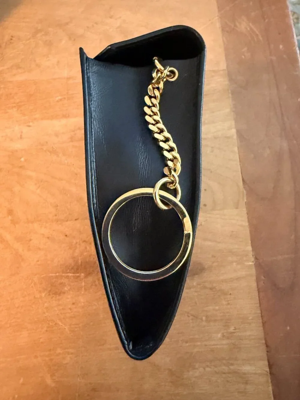 Vintage 1991 S.T. Dupont Ligne D Single-Ring Leather Key Case, Made in Italy